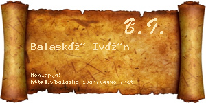 Balaskó Iván névjegykártya