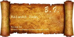 Balaskó Iván névjegykártya